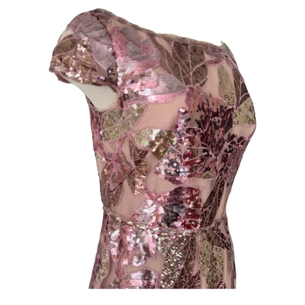 Marchesa Notte Floral Sequin Embellished Tulle Midi Dress NWT Size 16 - Picture 8 of 12